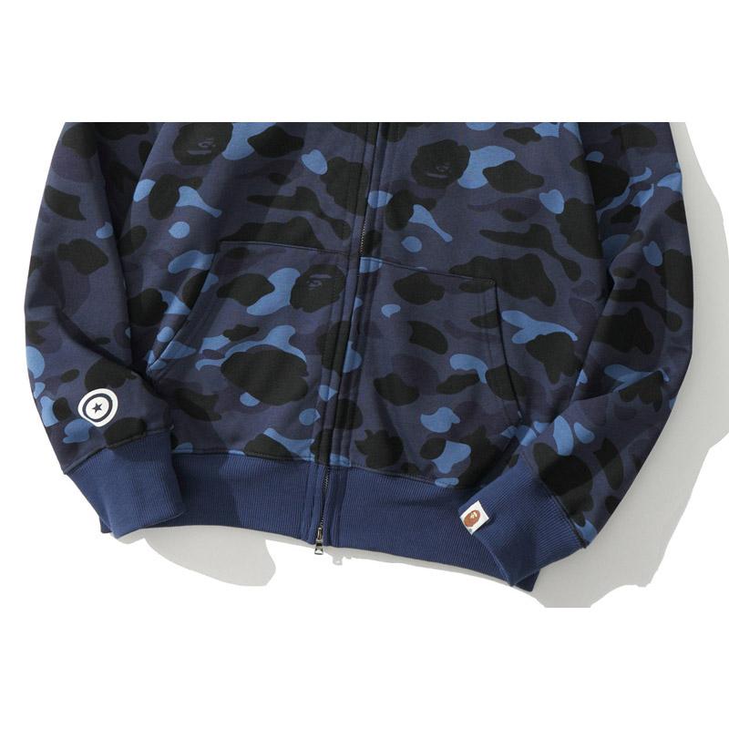 Bathing Ape Jacket Spring Fashion Brand Double Hood Camouflage Cardigan Zipper Sweater Coat for Men and Women