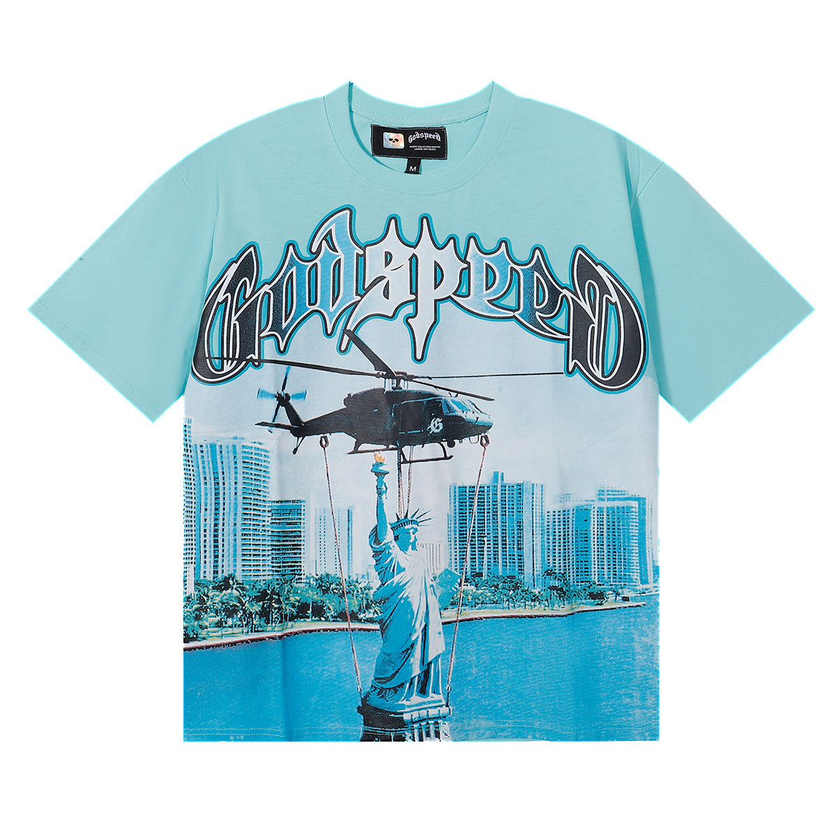Godspeed T-shirts Helicopter Free Muse Printed Cotton Casual Short Sleeves Men and Women