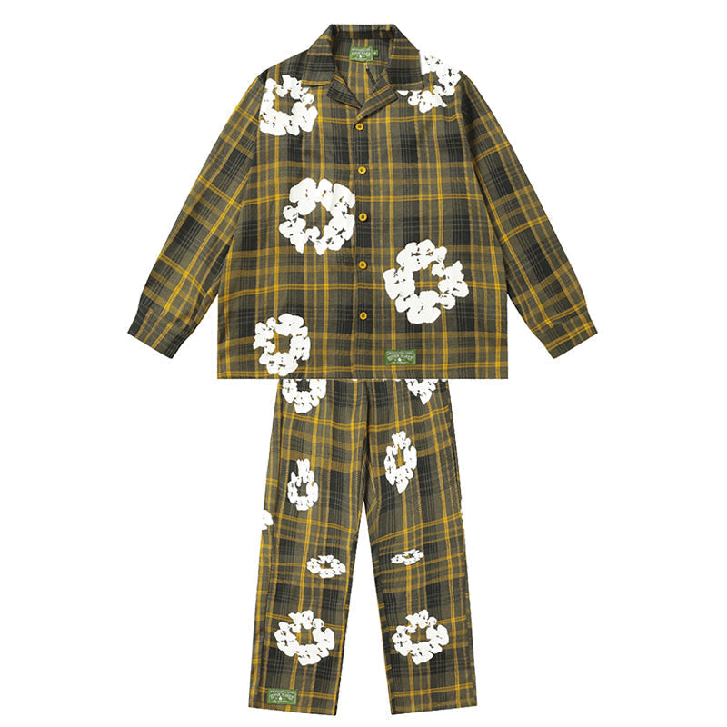 Denim Tears Long-Sleeved Shirt & Suit Pants 2 Piece Set Kapok Plaid