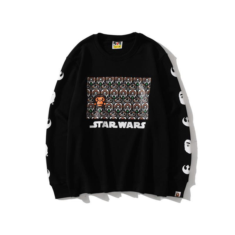 Bathing Ape Sweatshirts Spring and Autumn Cartoon Print Men's and Women's Ball Battle Pullover Sweater