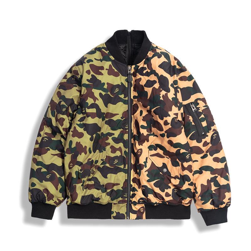 Bathing Ape Coat Autumn and Winter Men's Fashion Day Shark Head Camouflage Cotton Jacket Jacket Coat