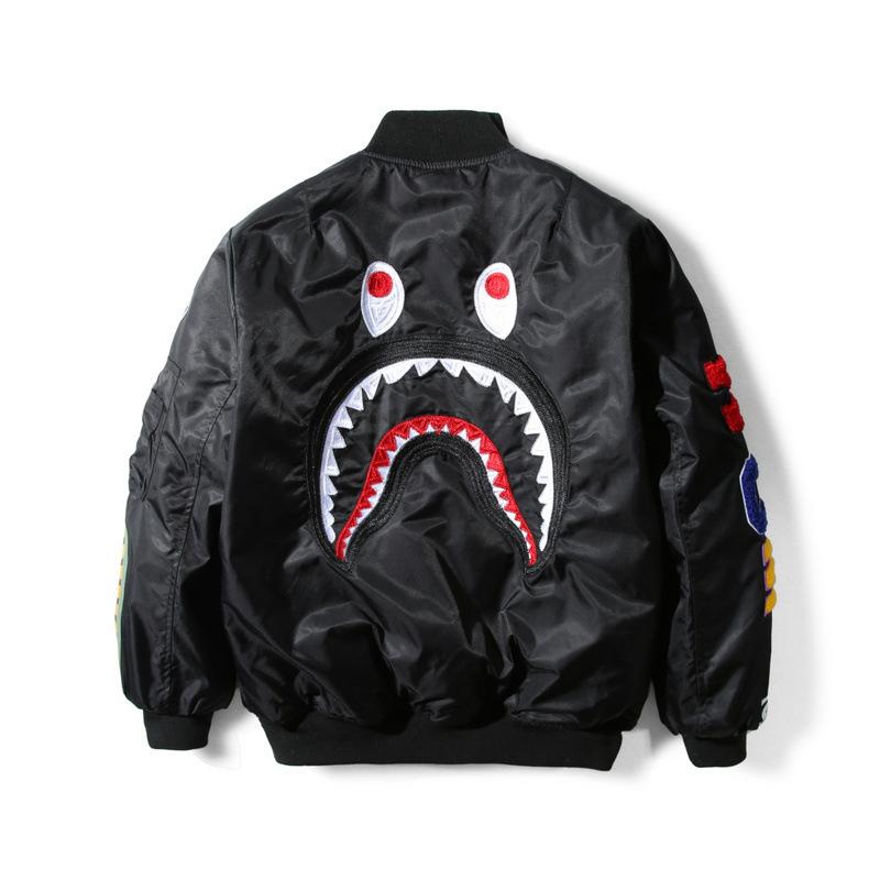 Bathing Ape Coat Winter Thickened Youth Casual Black Stand-up Collar Zipper Loose Double-Sided Cotton-Padded Jacket