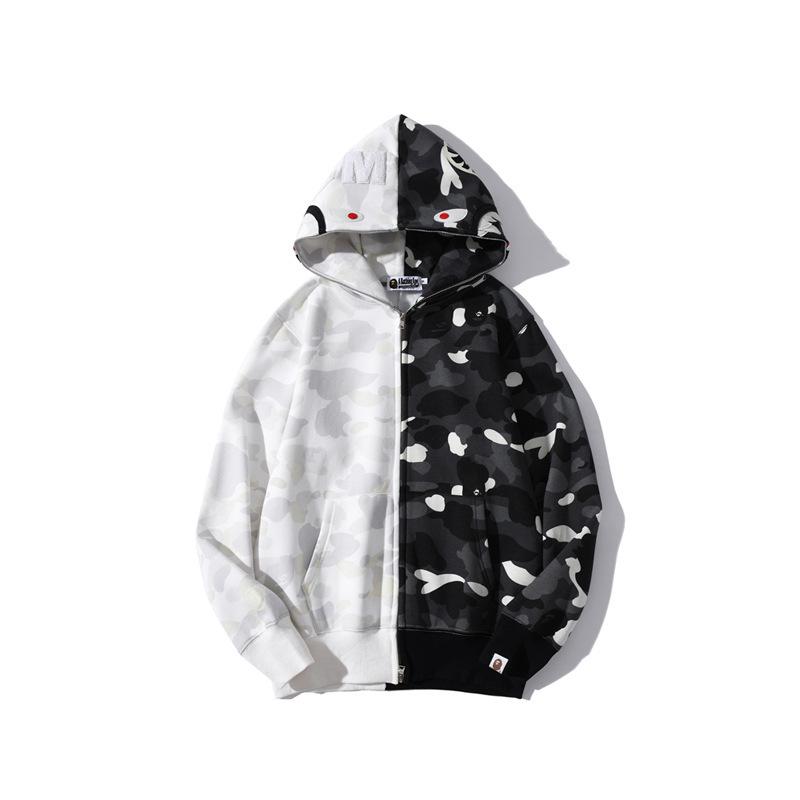 Bathing Ape Jacket Shark Head Black and White Luminous Coat