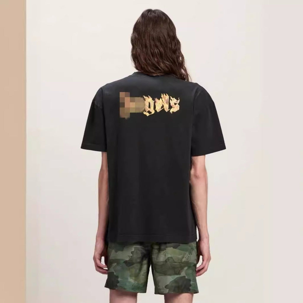 Palm Angels T-shirt Flame Letter Logo Short Sleeve T-shirt