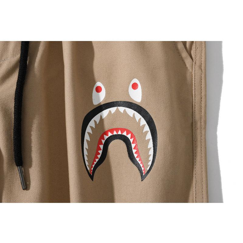 Bathing Ape Pant Trendy Brand Men's Shark Head Waist-Tied Ankle-Tied Woven Fabric Trousers