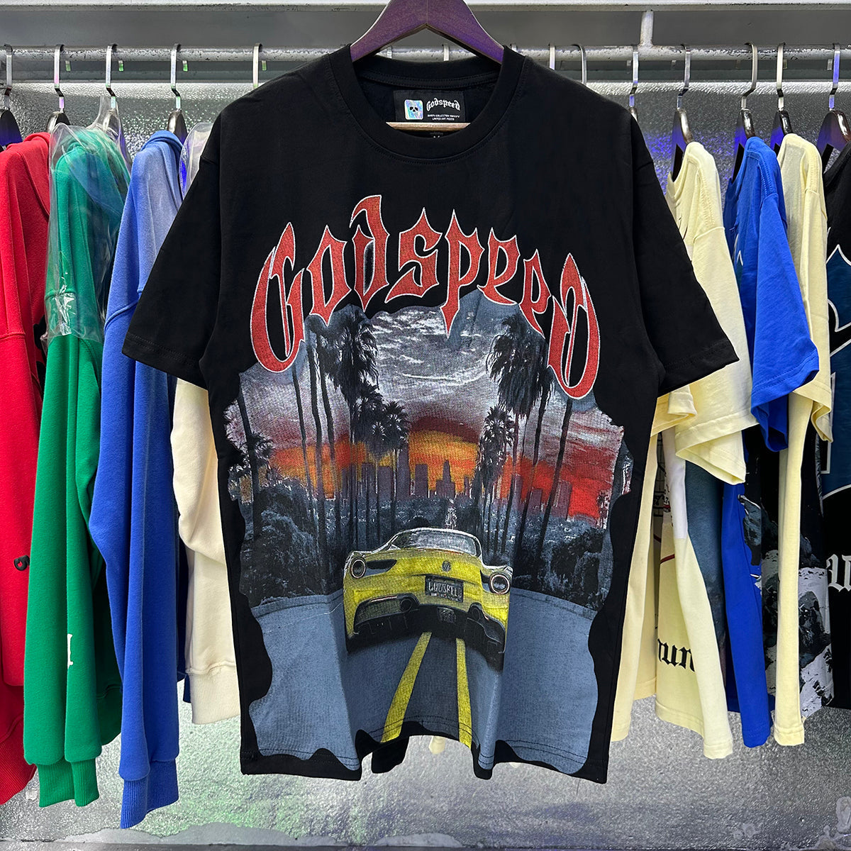 Godspeed T-shirts Road Supercar Printed Cotton Casual Short Sleeve Men and Women