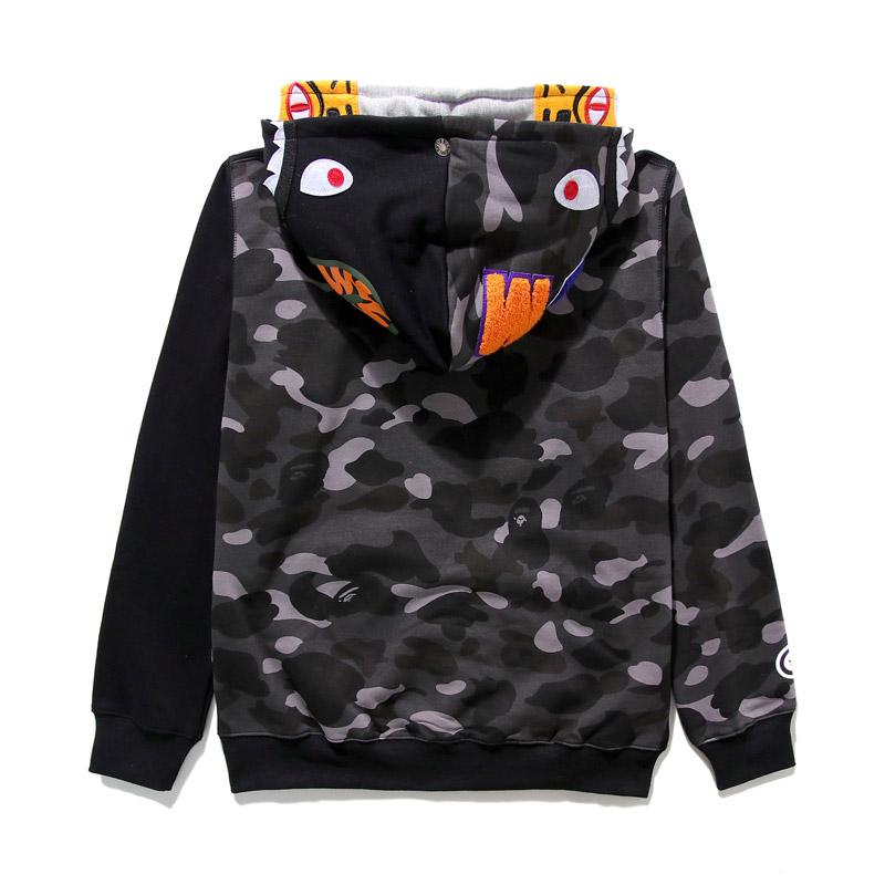 Bathing Ape Hoodie Tiger Head Shark Double Hood Sweater Camouflage Hoodie Youth Hooded Sweater Casual Coat