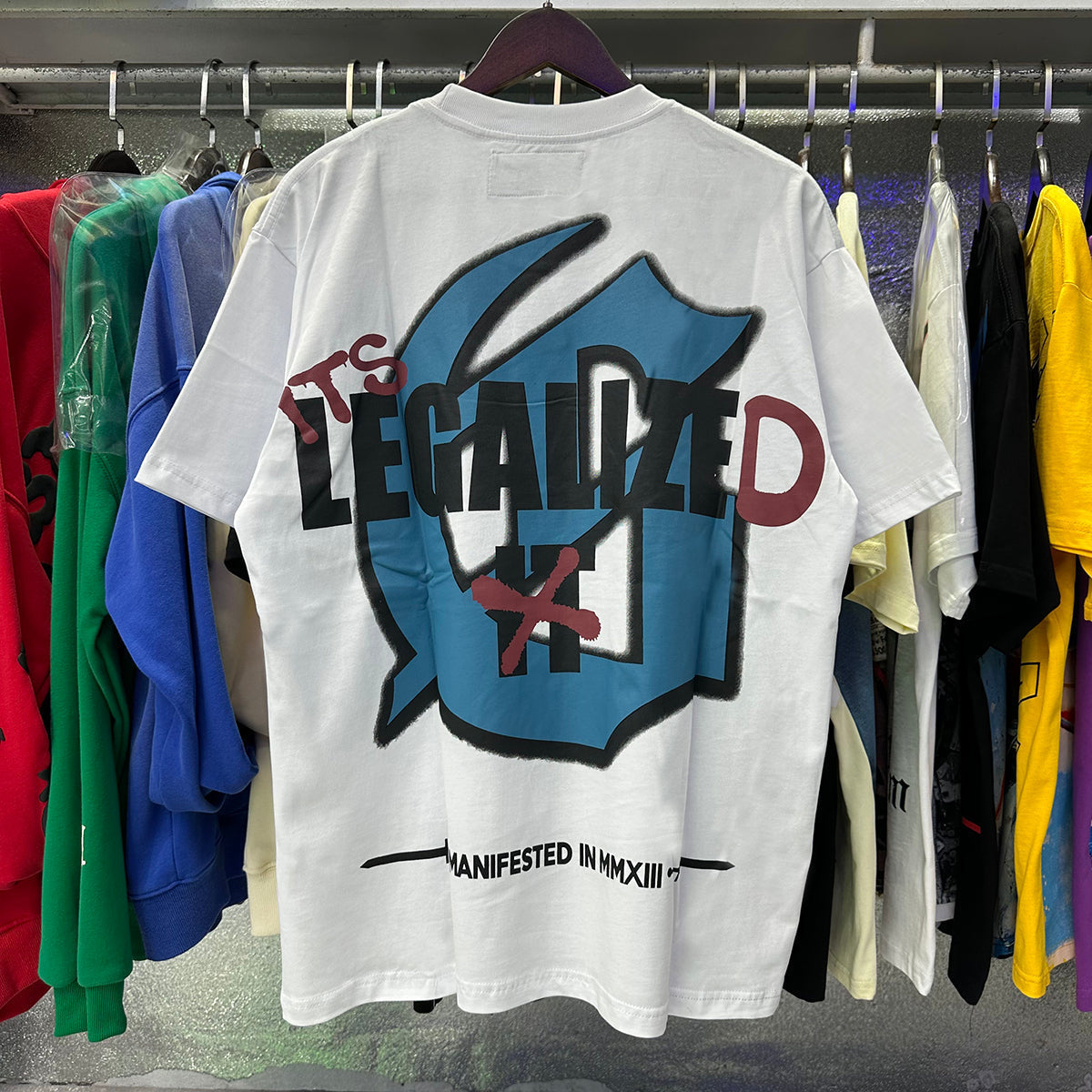 Godspeed T-shirts Blue Sky White Clouds Poppy Skull Planting Printing Cotton Casual Short Sleeves Men and Women