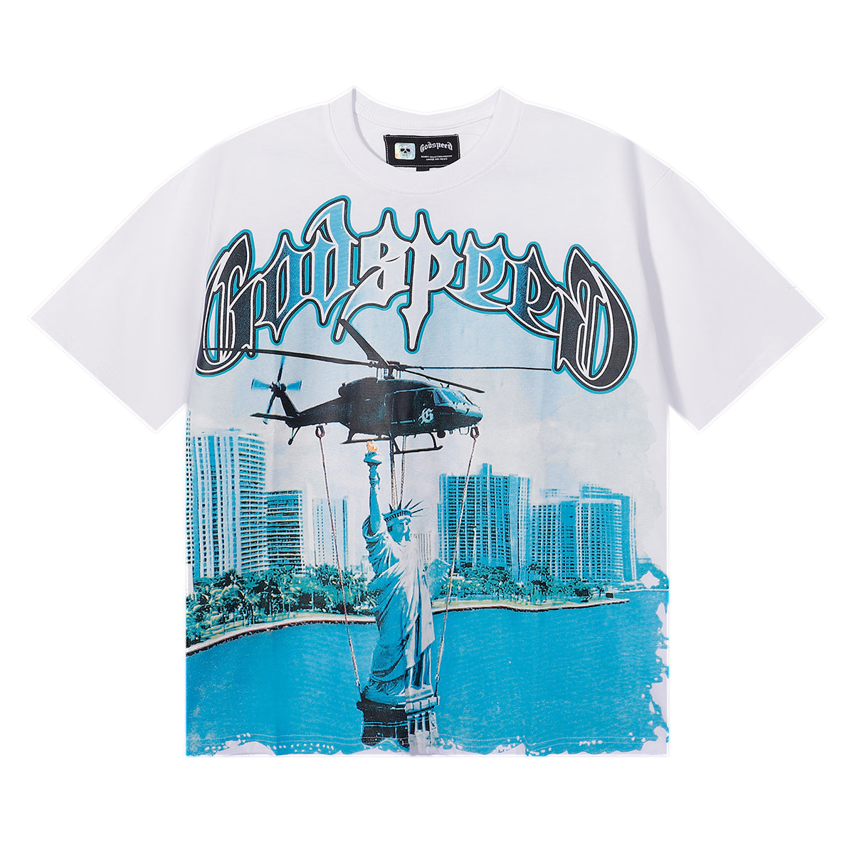 Godspeed T-shirts Helicopter Free Muse Printed Cotton Casual Short Sleeves Men and Women