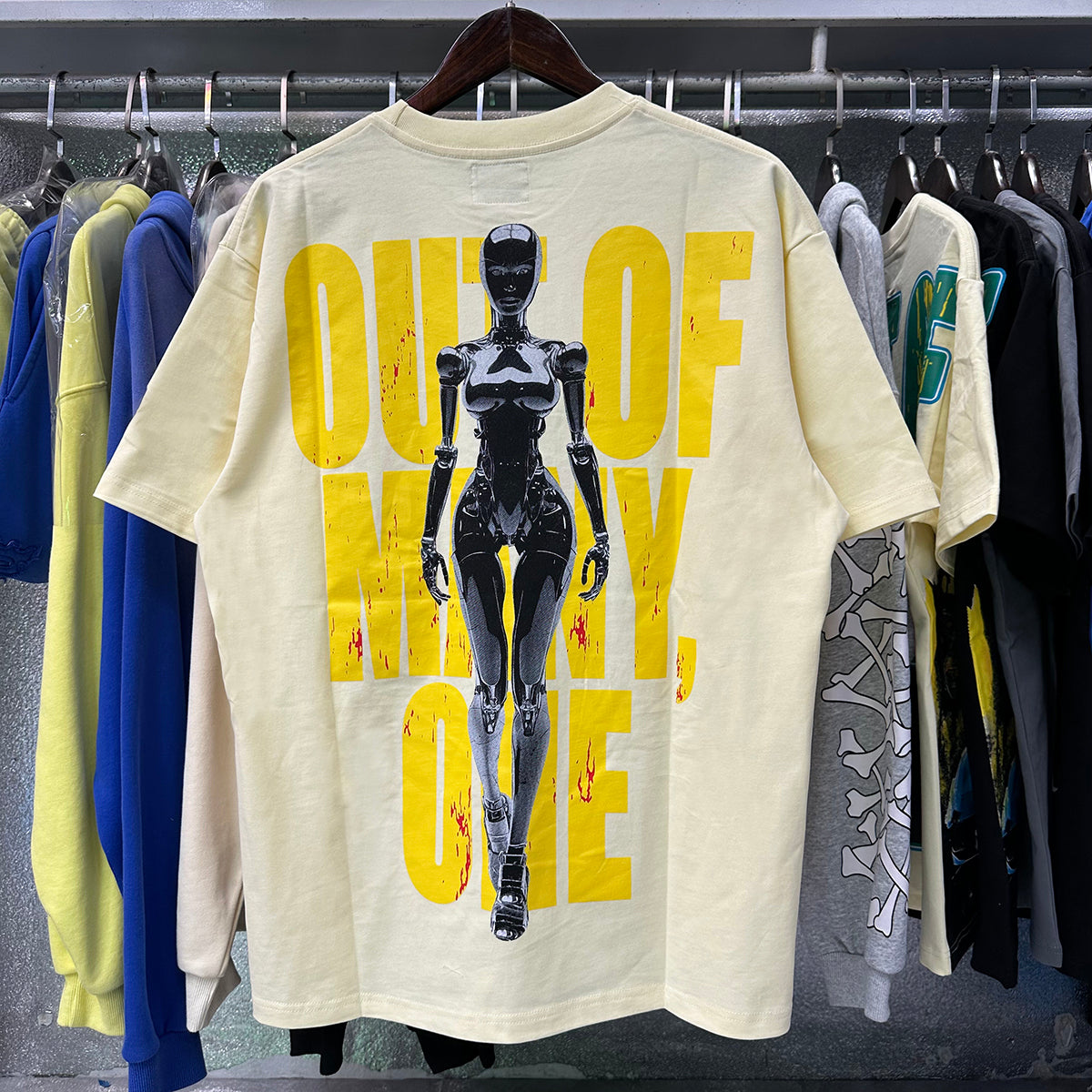 Godspeed T-shirts Technology Robot Printing Cotton Casual Short Sleeve Men and Women