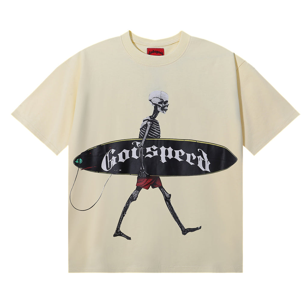 Godspeed T-shirts Skateboard Skull Junior Print Cotton Casual Short Sleeve Men and Women