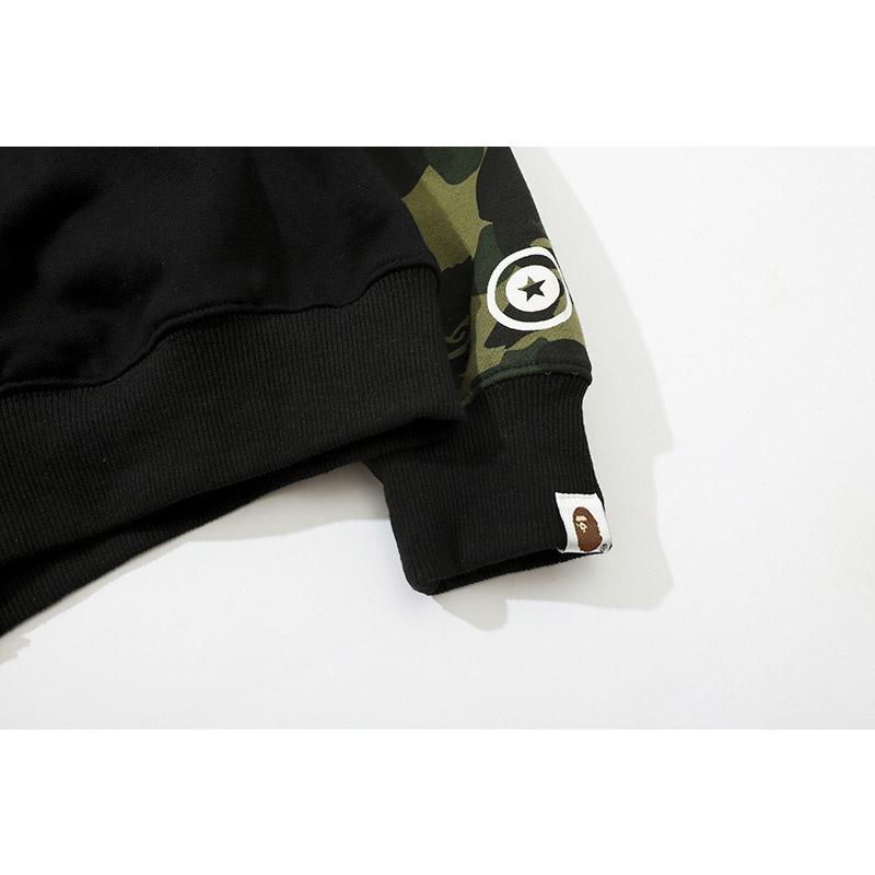 Bathing Ape Hoodie Autumn and Winter Fashion Brand Camouflage Embroidery Stitching Sleeves Cardigan Zipper Hoodie Coat