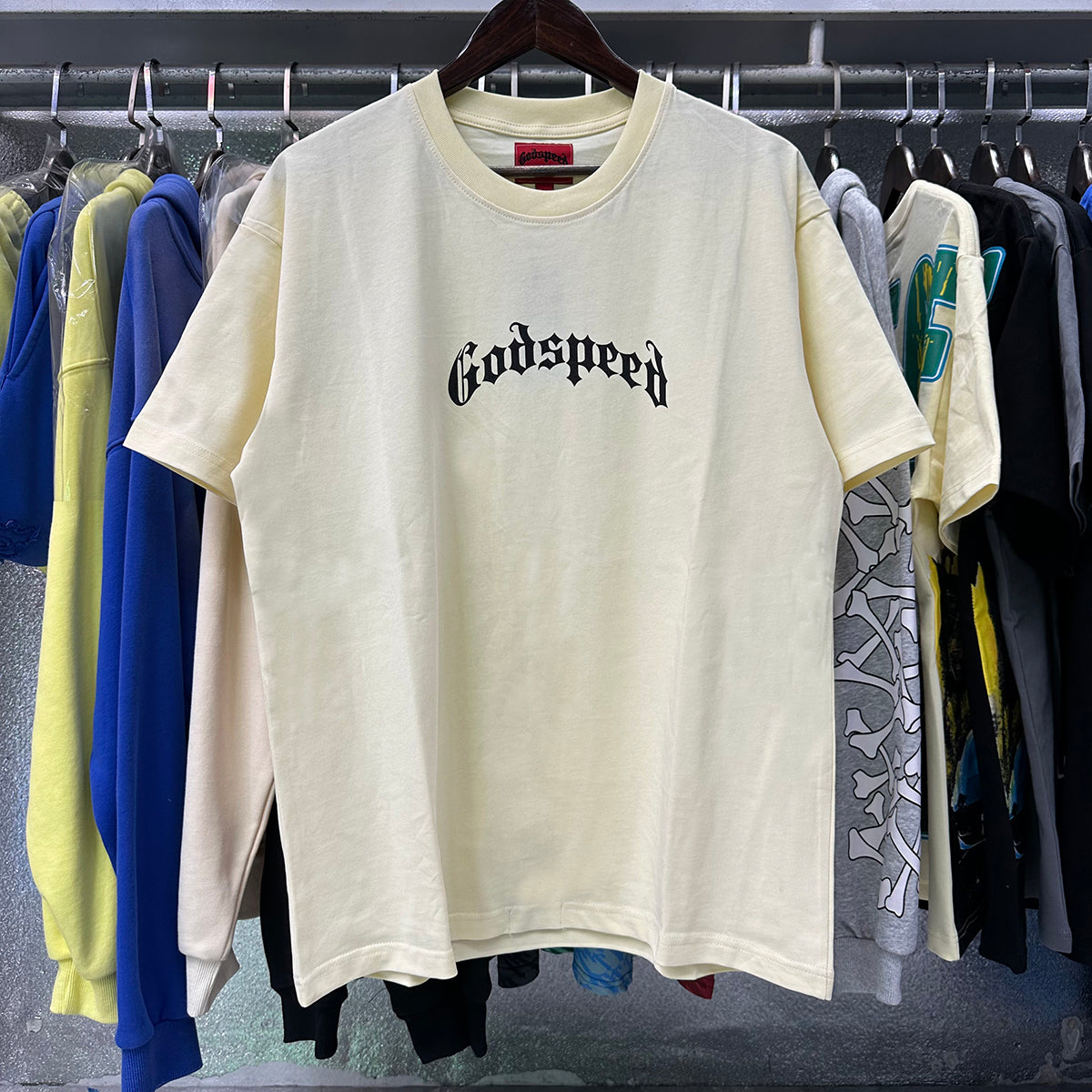Godspeed T-shirts Skull Rose Clock Plate Double Yarn Cotton Casual Short Sleeve Men and Women