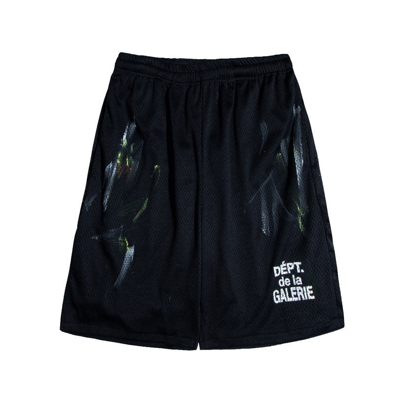 Gallery Dept Men Shorts European and American Street Trendy Gallery Dept Summer New Web Pants Splash Paint Leisure Sports Five-Point Beach Shorts Straight