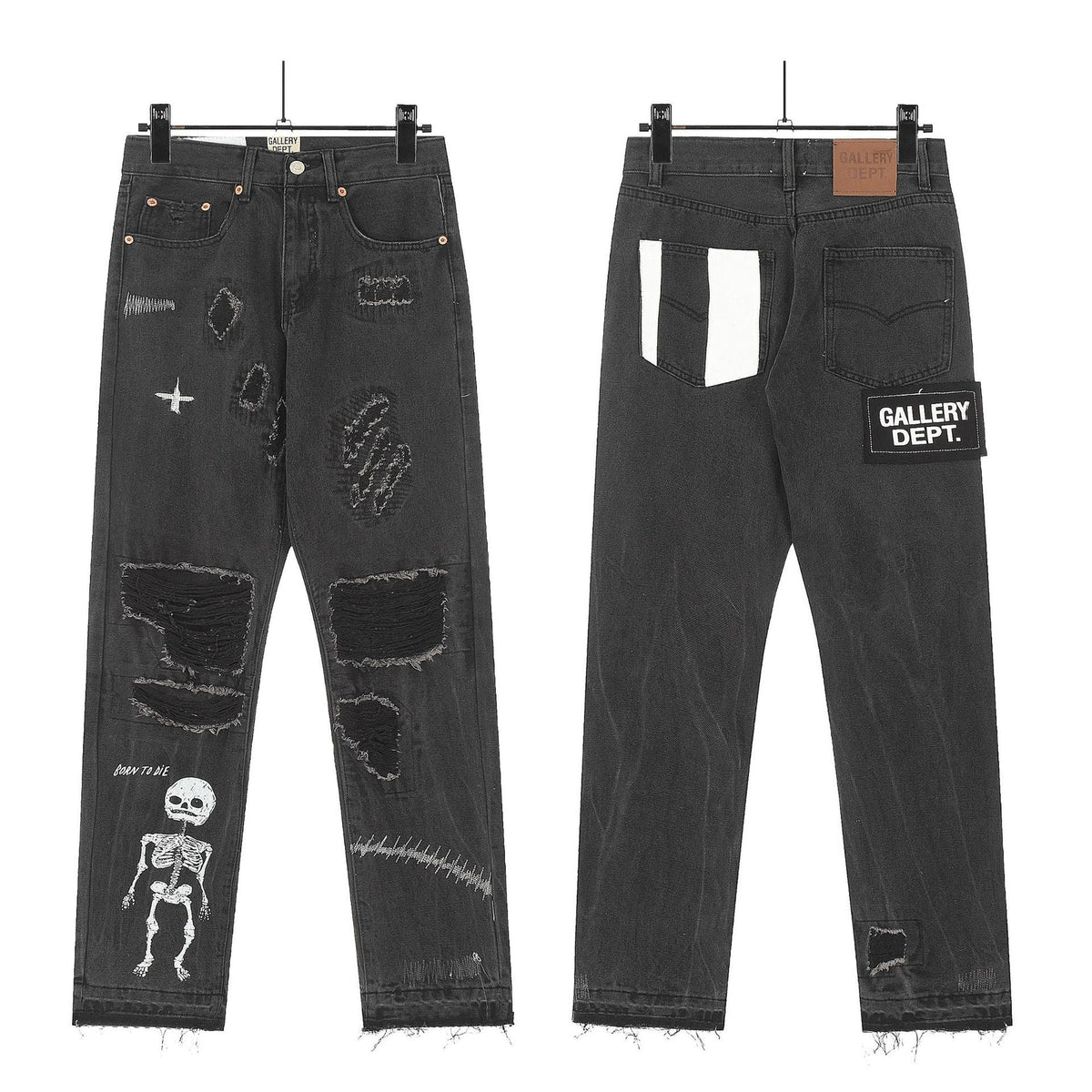 Gallery Dept Jeans Skull Alphabet Patch Heavy Industry Washed Jeans