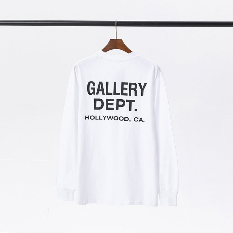 Gallery Dept T-shitrs Vintage Letter Print round Neck Long Sleeve T-shirt