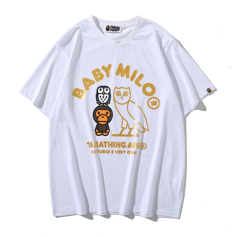 Bathing Ape T-Shirt Summer Cartoon Anime Loose Black Casual Short Sleeve T-shirt