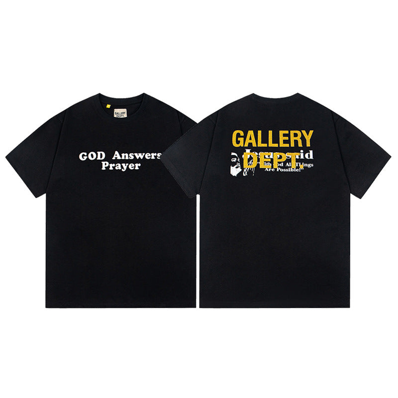 Gallery Dept T-Shirt Letter Pattern Washed Old Short Sleeve T-Shirt