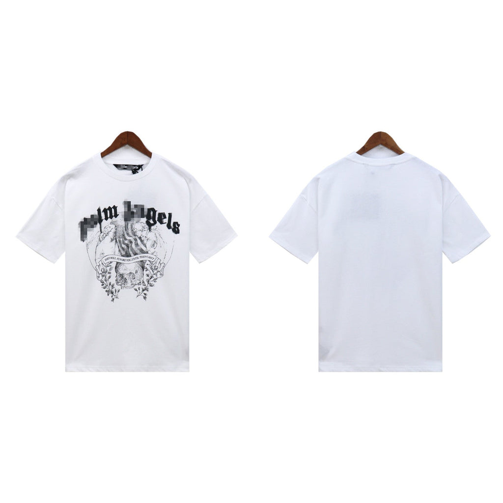 Palm Angels T-shirt Smoke Skull Angel Print Short Sleeve T-shirt
