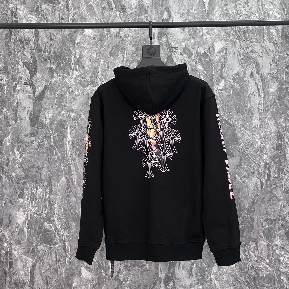 Chrome Heart Hoodie Cross, hooded zip-up cardigan sweater jacket
