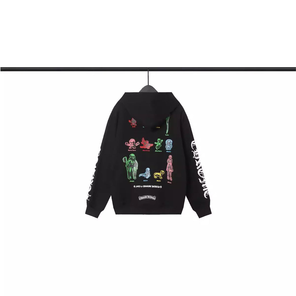 Chrome Heart Hoodie Crowe Cartoon Graffiti Zip Hoodie Jacket Hooded Sweater