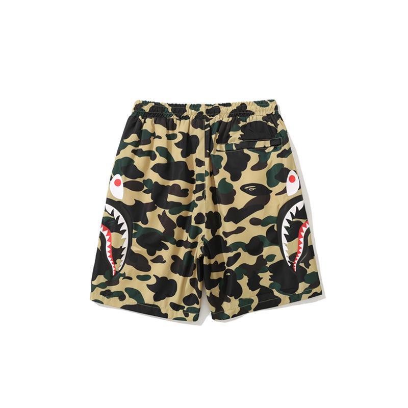 Bathing Ape Shorts Men's Side Double Shark Head Windbreaker Cloth Shorts Elastic Waist Fifth Pants Middle Pants Casual Shorts