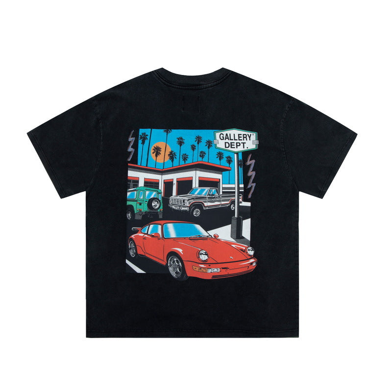 Gallery Dept T-shitrs Retro Distressed Cartoon Car Short Sleeve Men and Women