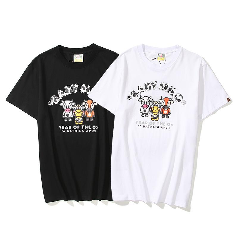 Bathing Ape T-Shirt Summer Plus Size Loose Cartoon Anime Print Short Sleeve T-shirt