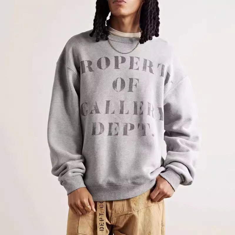 Gallery Dept Long Sleeve Shirt Letter Print Print Long Sleeve Crew Neck Sweater