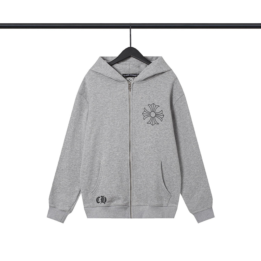 Chrome Heart Hoodie Crowe Hooded Sweater Cardigan Zip Long Sleeve Jacket