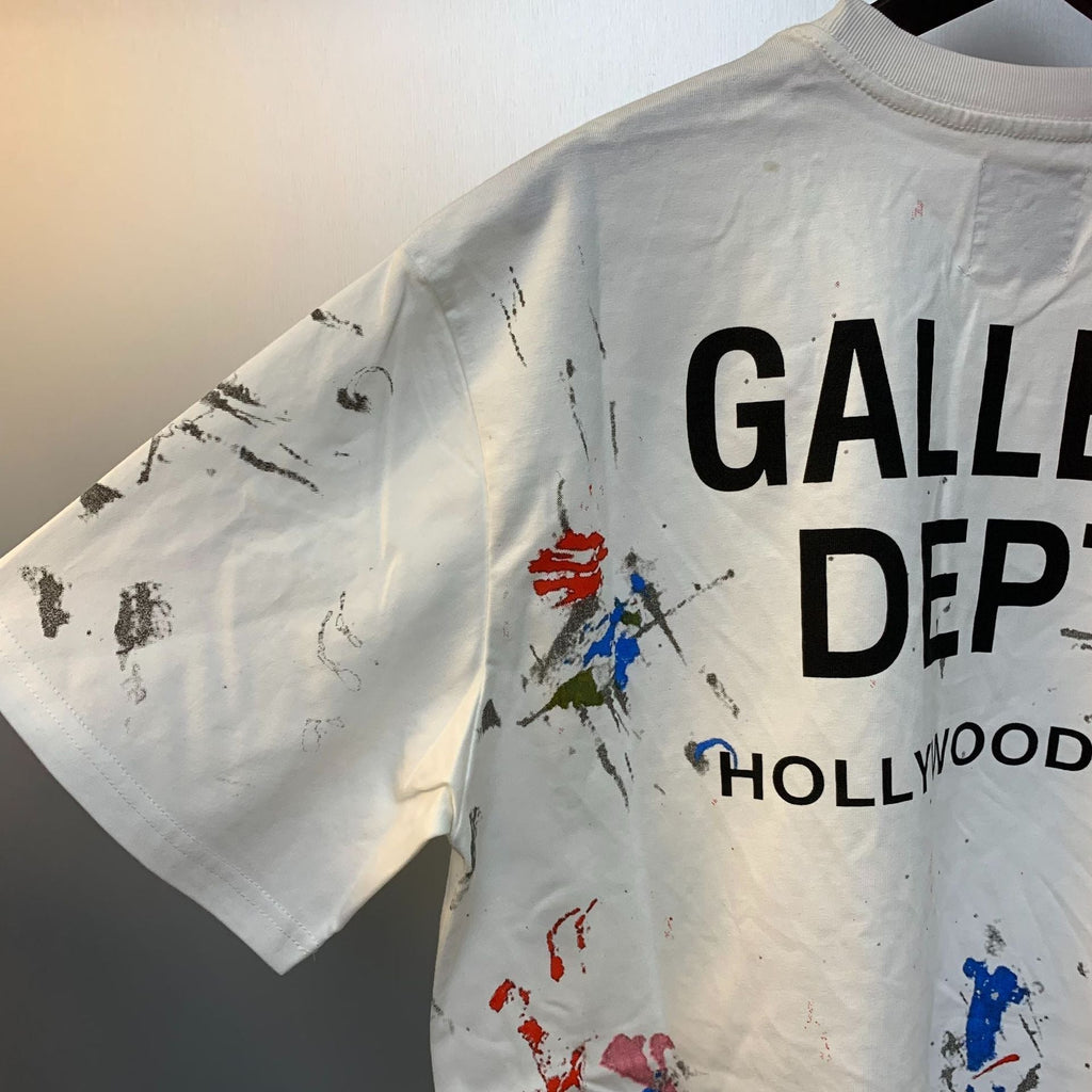 Gallery Dept T-Shirt Color Hand Painted Splash Ink Letter Print Short Sleeve T-Shirt