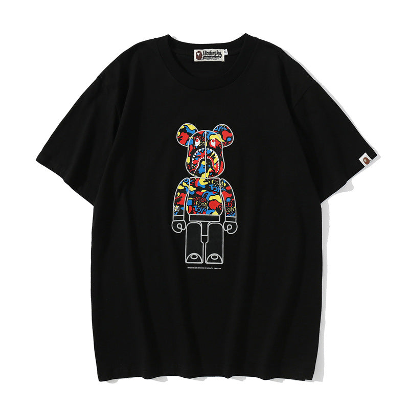 Bape Bearbrick T-Shirt Camouflage Loose Short Sleeve Men And Women Same Style