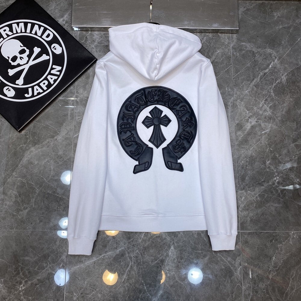 Chrome Heart Hoodie Crowe cotton terry zip-up cardigan hooded sweater