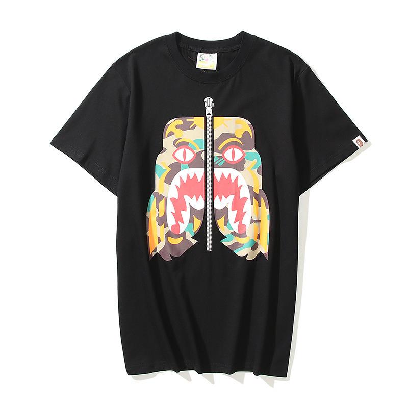 Bathing Ape T-Shirt Summer Zipper Printed Short Sleeve