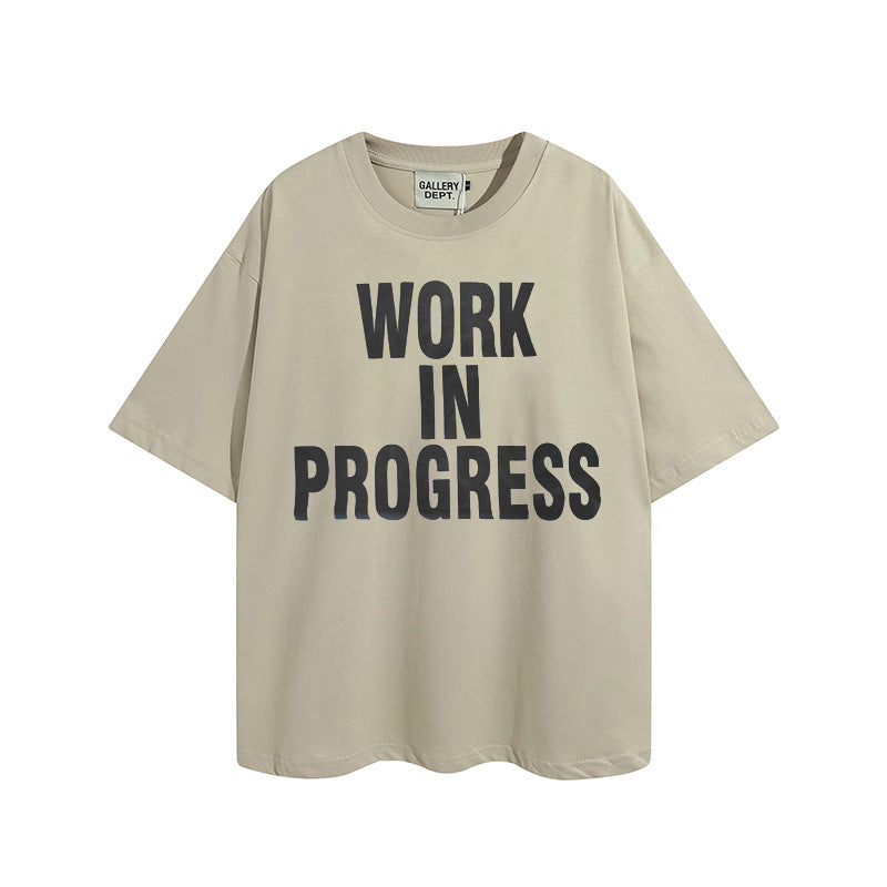 Gallery Dept T Shirts Vintage Distressed Loose Wash Short Sleeve Gallery Dept Printed Men and Women Base Te