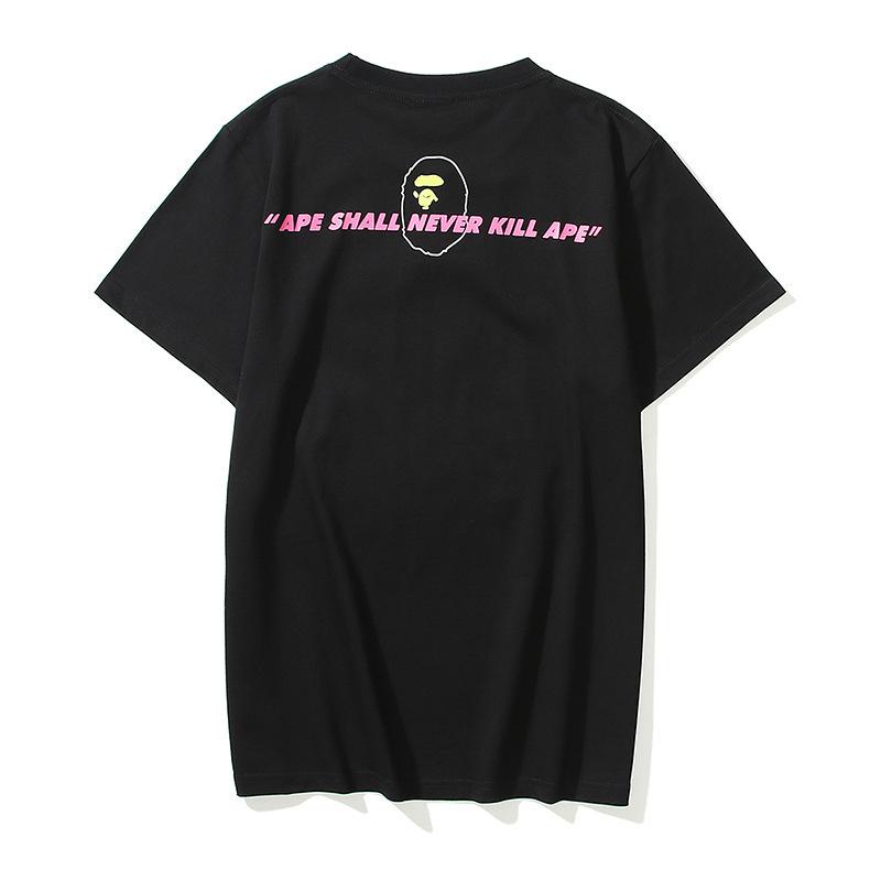 Bathing Ape T-Shirt Summer Pink Letter Print Short-Sleeve T-shirt