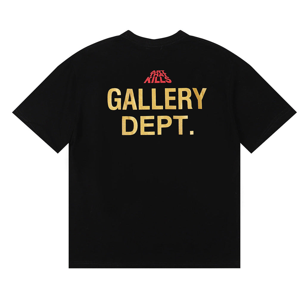 Gallery Dept T-Shirt Demon Skull Bronzing Letter Short Sleeve T-Shirt