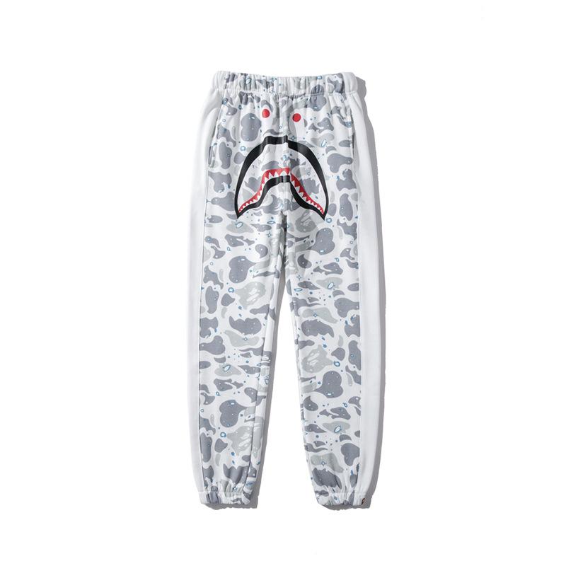 Bathing Ape Pant Shark Head Print Luminous Starry Sky Trousers Men's and Women's Casual Pants Sweatpants