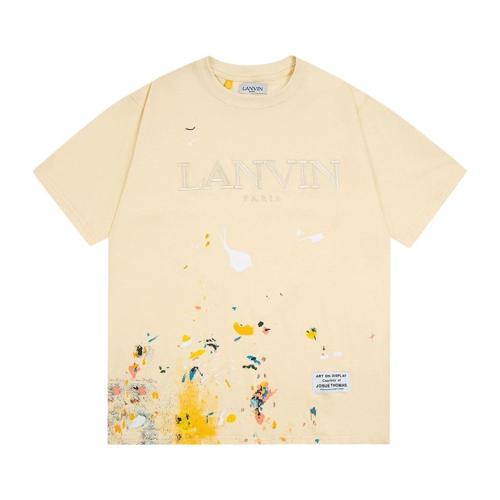 Gallery Dept T-Shirt Joint Letter Embroidery Hand Painted Ink Splashing Short Sleeve T-Shirt