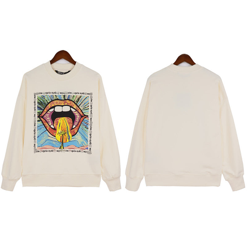 Palm Angle Sweatshirt Palm Angels Color Logo Printing Long Sleeve Crew Neck Sweater Men and Women