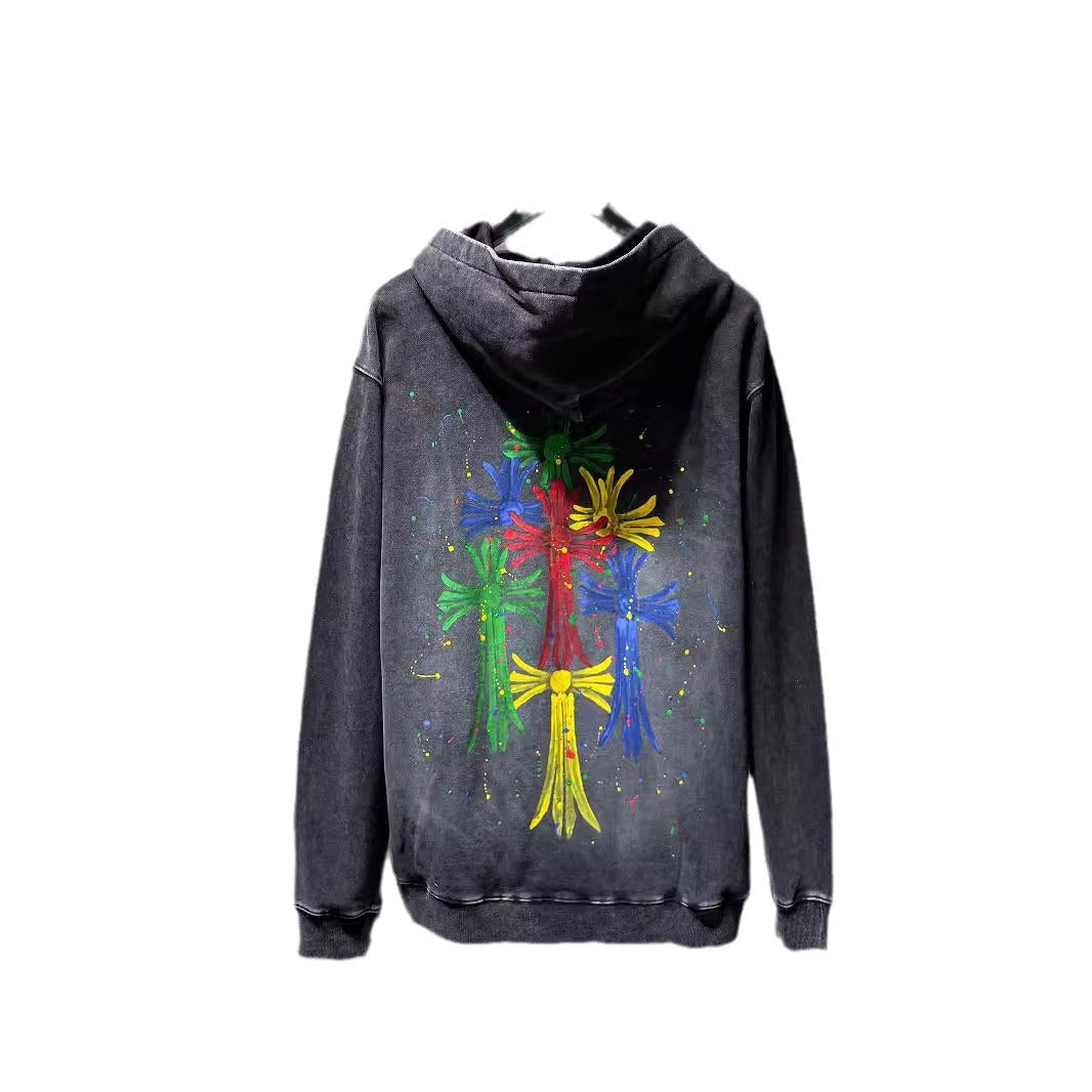 Chrome Heart Hoodie Autumn/Winter Colored Cross Hooded Pullover Sweater