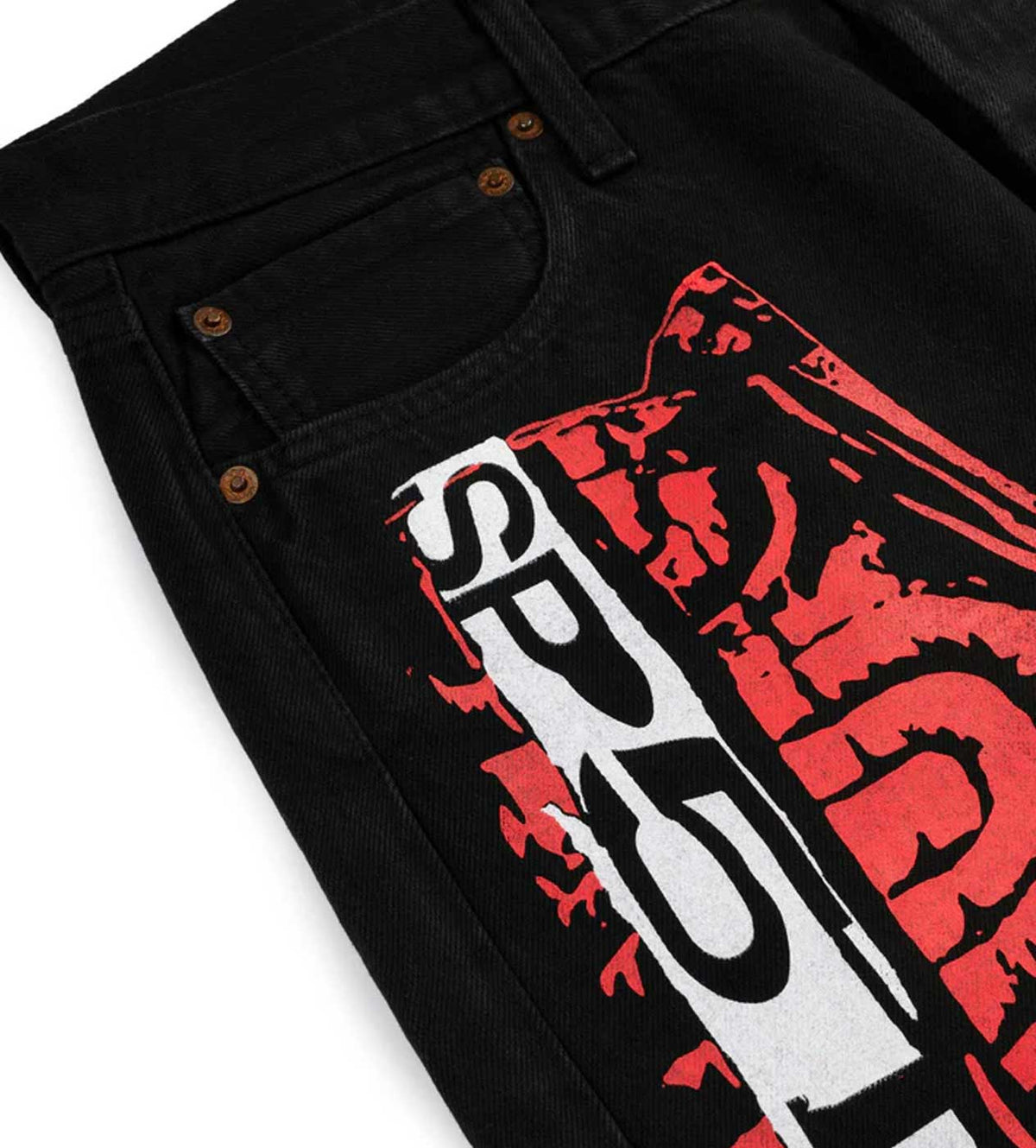 Sp5der Painted Moto Denim Pant Black/Red