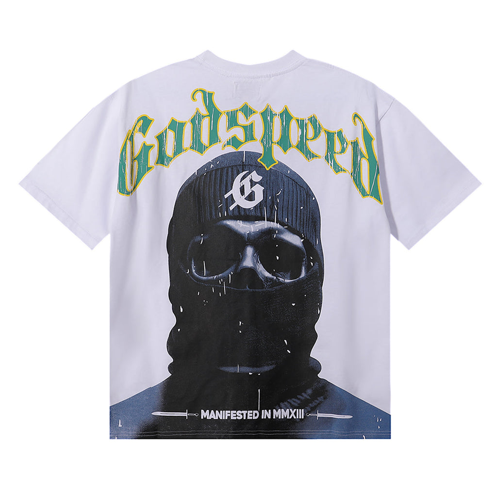 Godspeed T-shirts Masked Man Printed Cotton Crew Neck Short Sleeve Men and Women