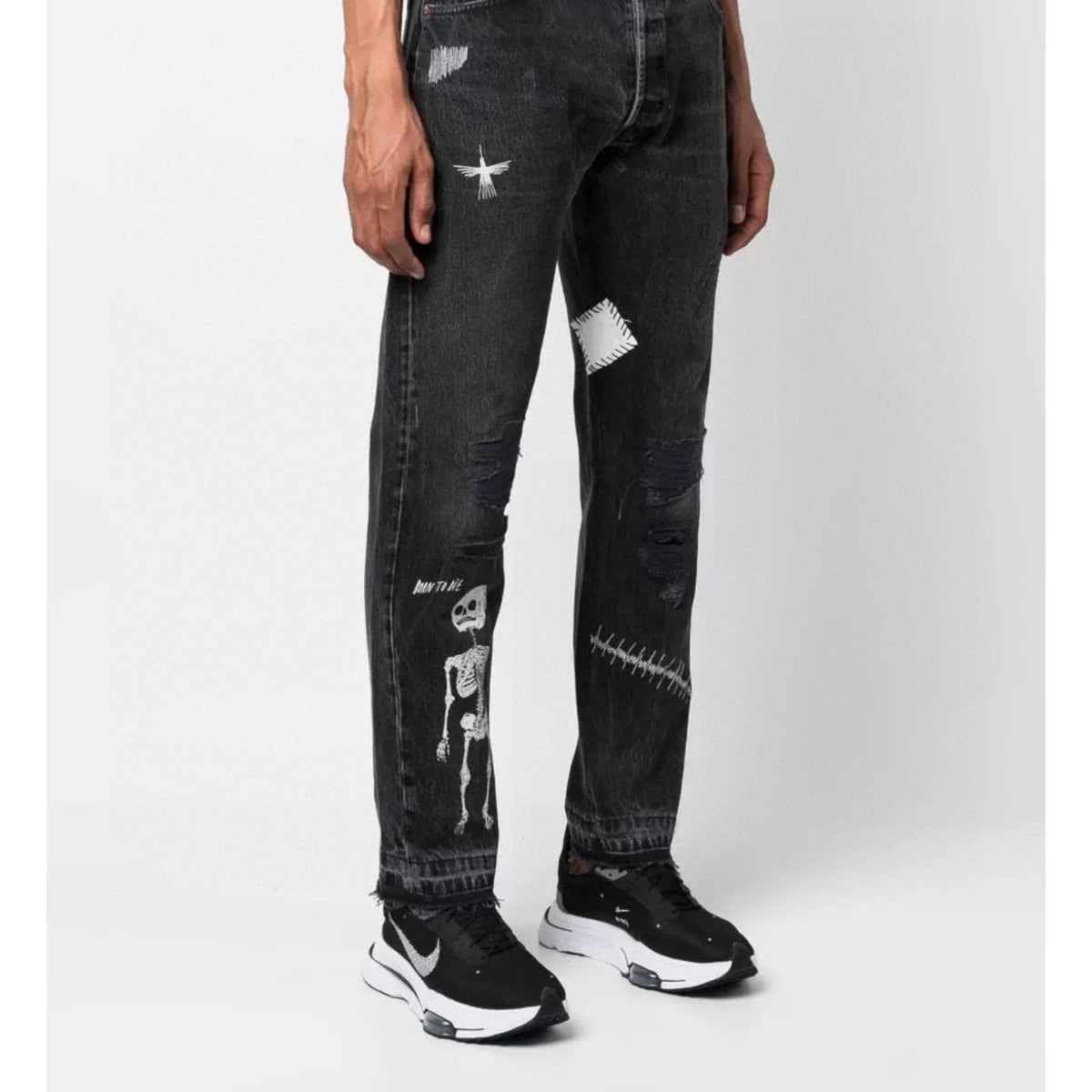 Gallery Dept Jeans Skull Alphabet Patch Heavy Industry Washed Jeans