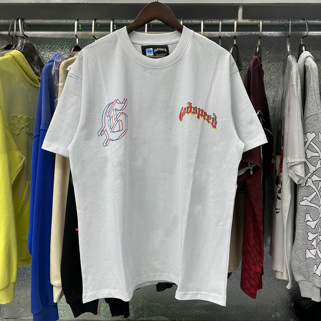 Godspeed T-shirts Great Western Skull Denim Cactus Print Cotton Casual Short Sleeve Men and Women