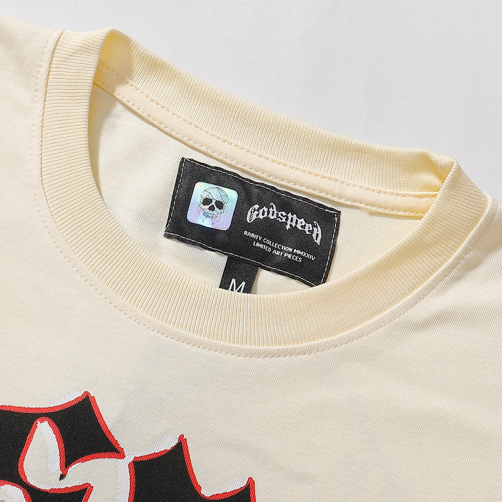 Godspeed T-shirts Newspaper Skull Printing Cotton Casual Short Sleeves Men and Women