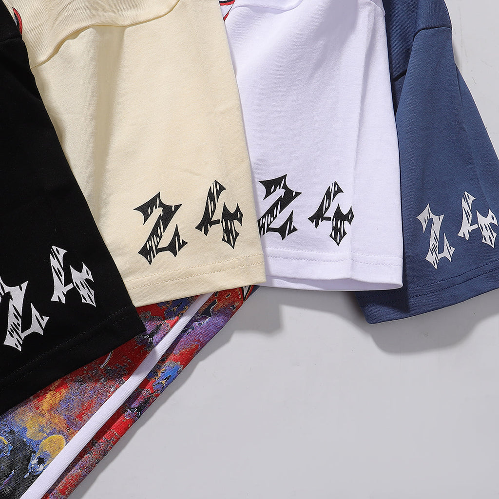 Godspeed T-shirts Speech Skull Printing Cotton Casual Crew Neck Short Sleeve Men and Women