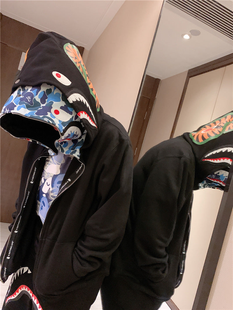 Bathing Ape Hoodie Camouflage Cardigan Men's and Women's Sweater Hoodie Coat