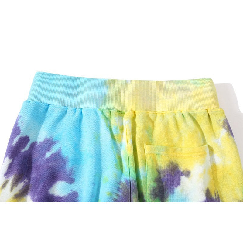 Bathing Ape Shorts Blue Yellow Purple Tie-Dye Shorts Casual Pants Beach Pants