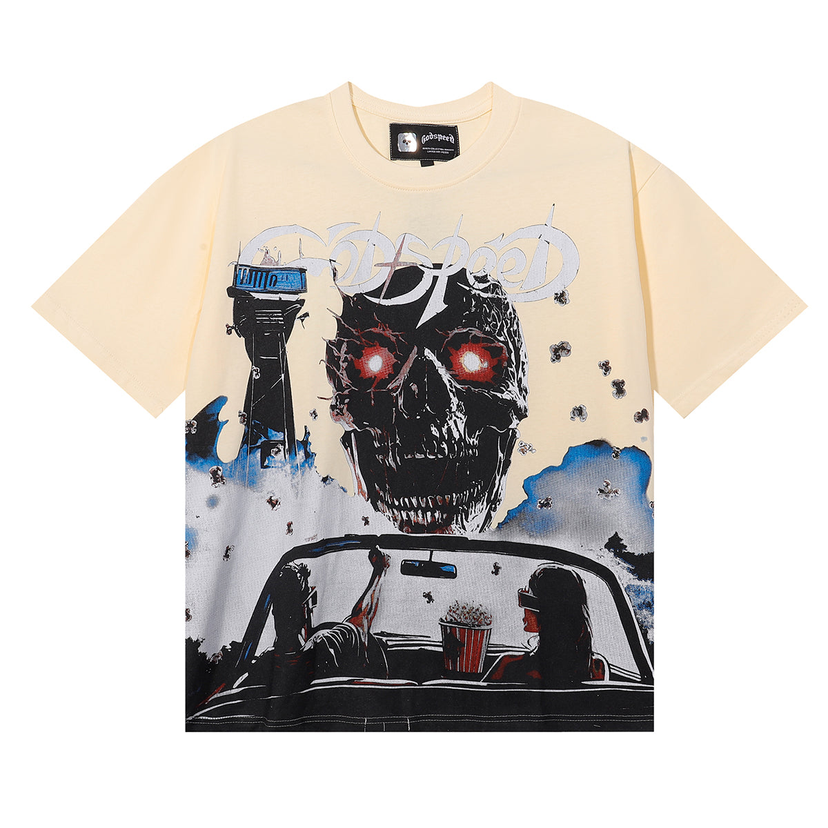 Godspeed T-shirts Driving Movie Skull Printing Cotton Casual Short Sleeves Men and Women